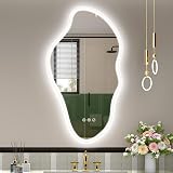 STARLEAD 90 x 50cm Irregular Bathroom-Mirror-with-LED-Lights, LED Bathroom Mirror with Bluetooth, Dimmable 3 Colours, Anti-Fog, Memory, IP44 Waterproof, Tempered Glass, Horizontal/Vertical - 1