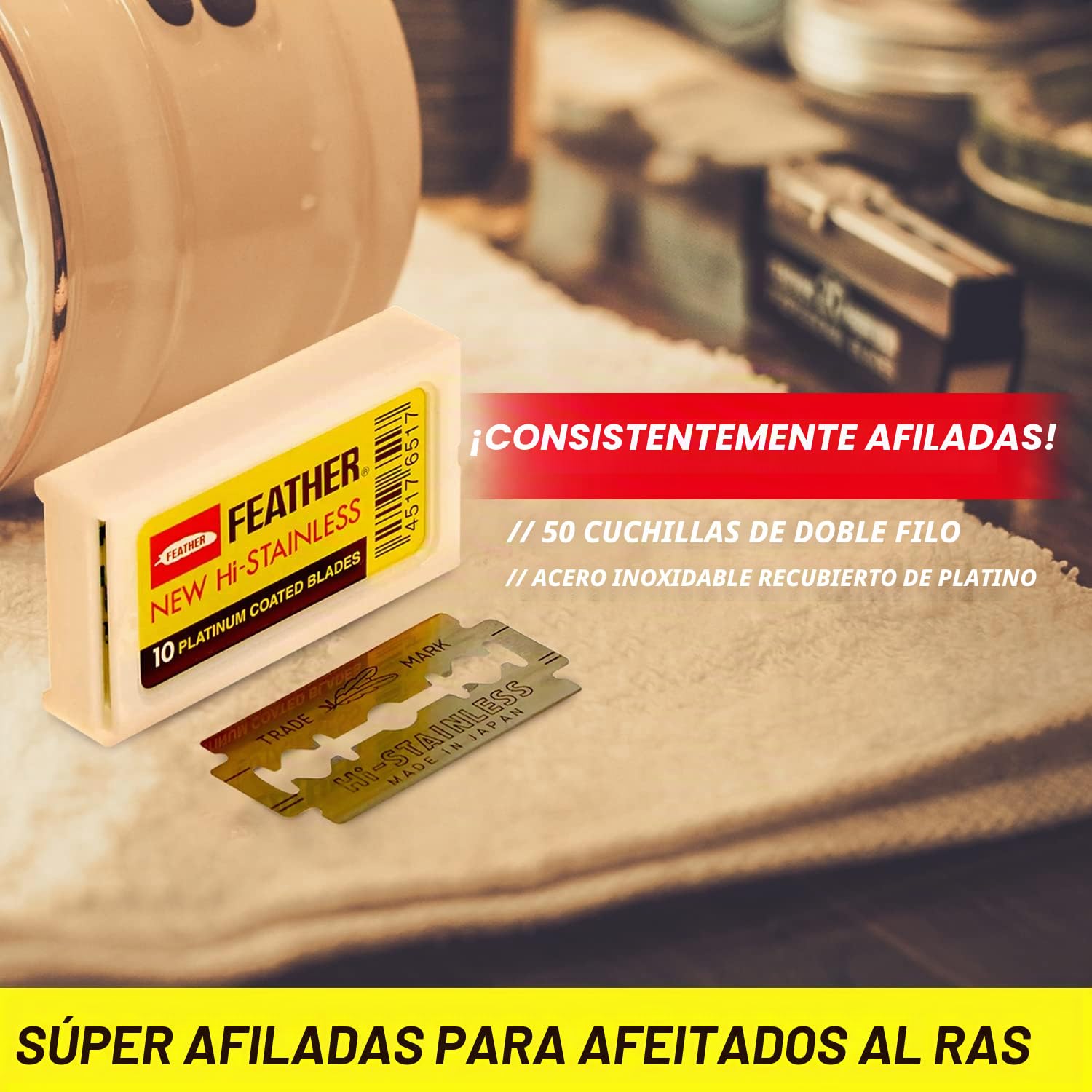 Feather Hojillas de Afeitar Doble Filo - 200 Unidades