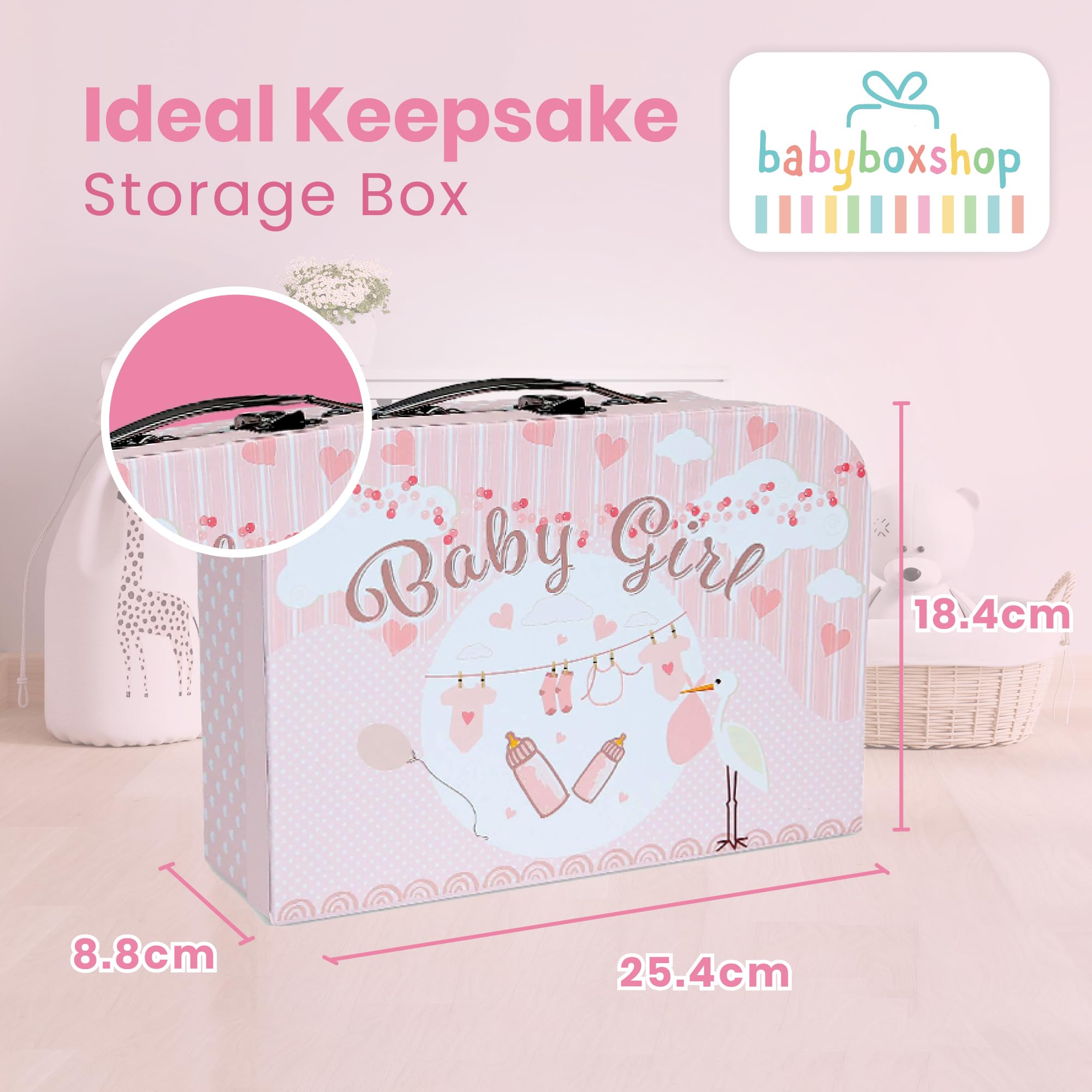 Baby Box Shop - Set Regalo per Neonata, Scatola dei ricordi per Baby Shower con Orsacchiotto di Peluche, Abbigliamento e Accessori
