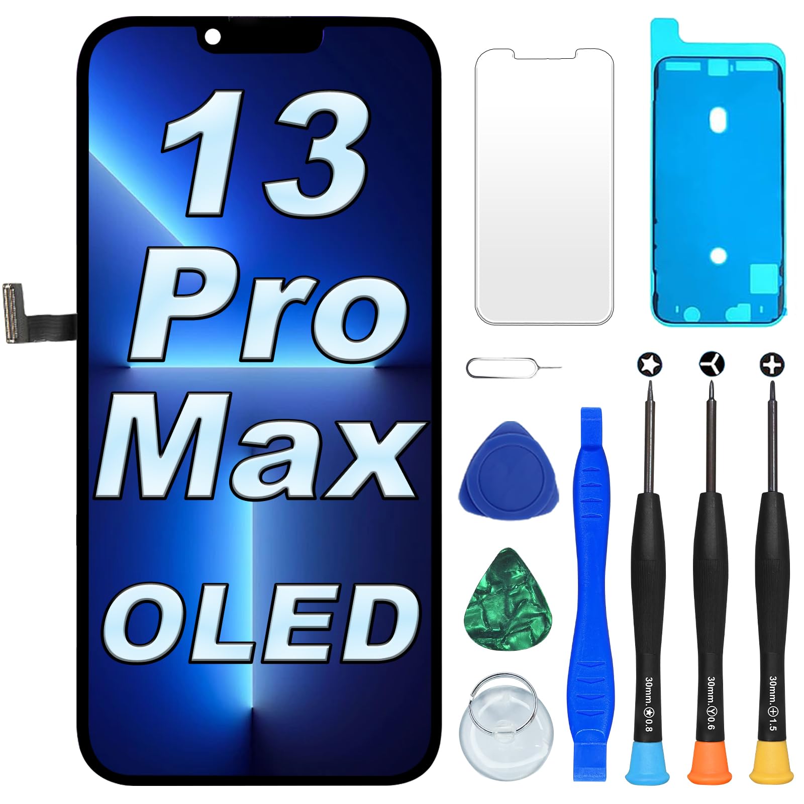 DIGI4U Sostituzione dello schermo OLED per iPhone 13 Pro Max, 6,7 '' FHD COF non schermo LCD per iPhone 13 Pro Max Display Digitizer Assembly, con kit di strumenti di riparazione per la sostituzione