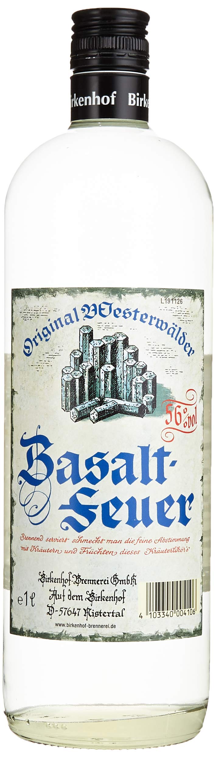 BIRKENHOF Brennerei | Westerwälder Basaltfeuer | (1 x 1l ) - 56 % vol.