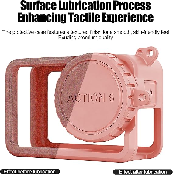 Silicone Case with Lens Cap Compatible for DJI Osmo Action 6(Pink)