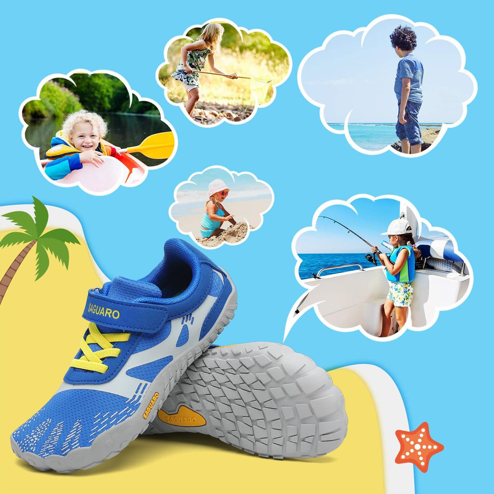SAGUARO Chaussures de Trail Enfants Filles Chaussures de Sport Respirant Antidérapant