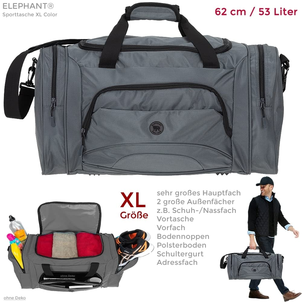 Sporttasche Elephant Color XL Reisetasche 1298 Grau + Trinkflasche