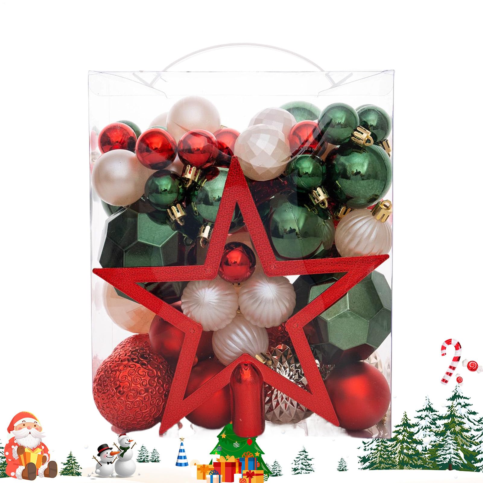 Boules de Noël colorées lot de 50 suspensions plastique incassable sapin