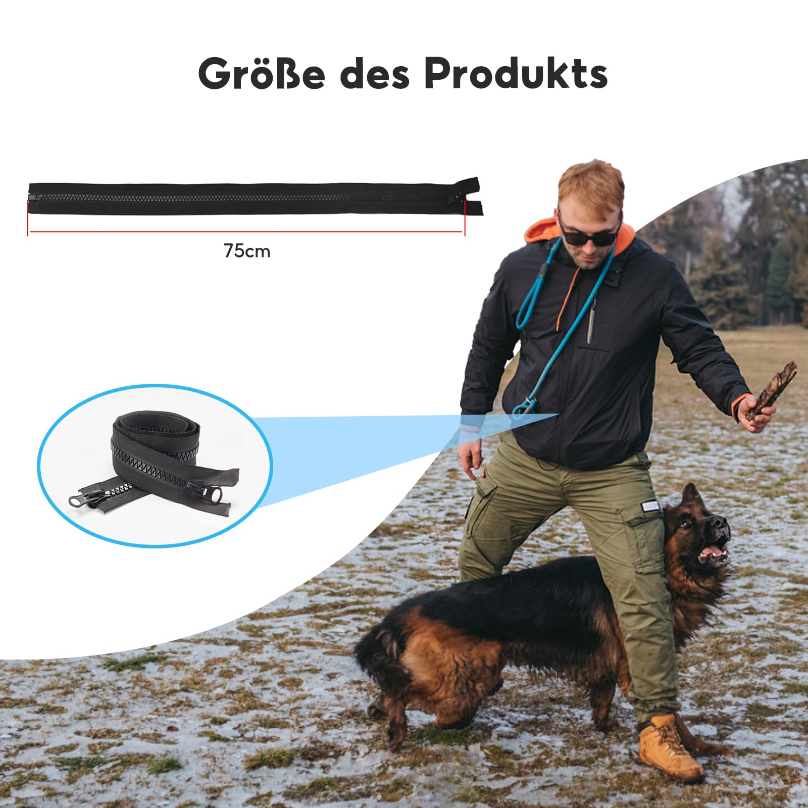 Cerniera Divisibile 75 Cm Nera – 2 Pezzi – Doppio Cursore In Metallo – Per Giacche, Borse, Cuscini