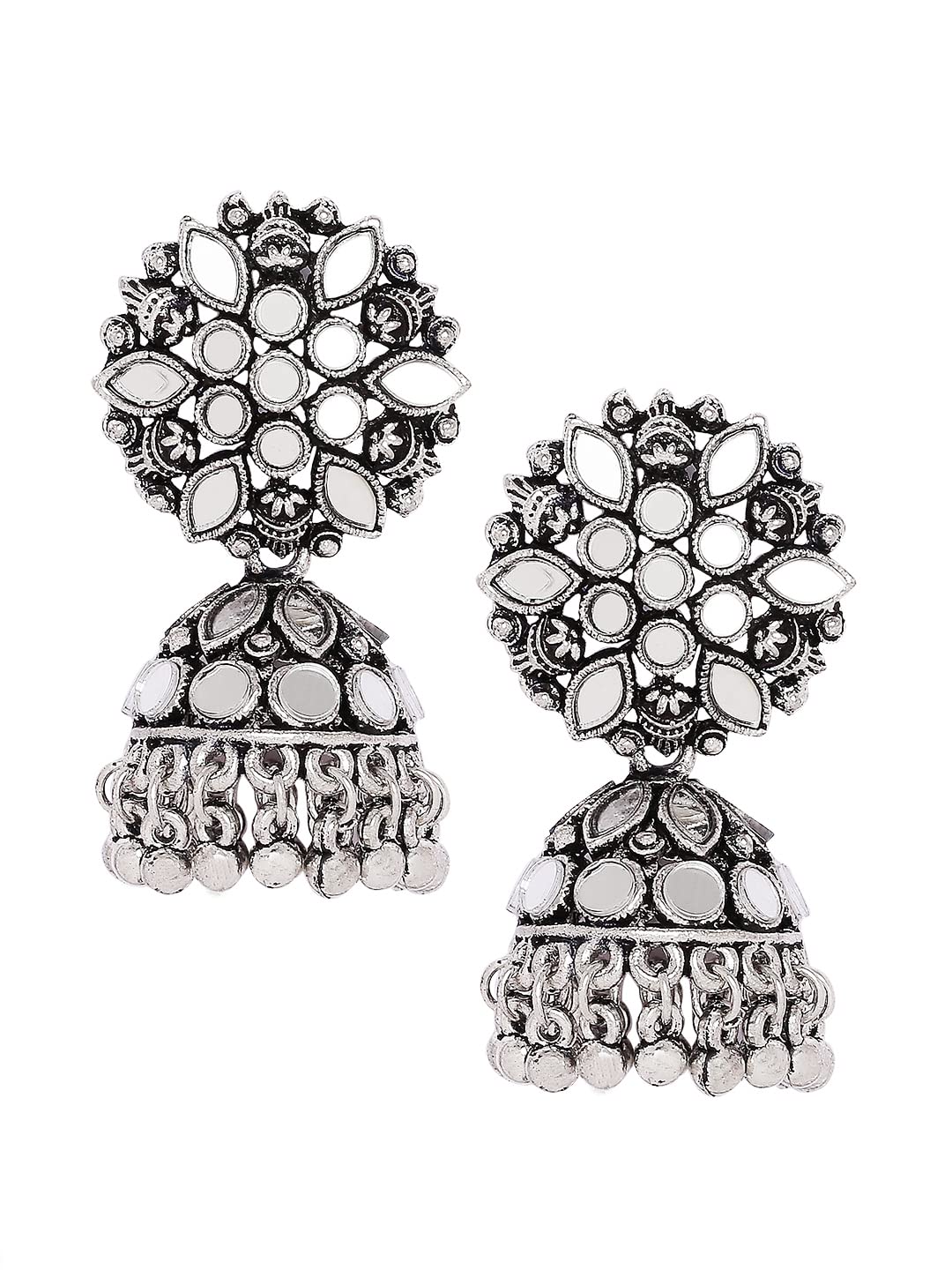 See full amazon price history chart for OOMPH Jewellery Oxidised Silver Mirror Kundan Floral Jhumka Earrings for Women & Girls OOMPH Jewellery Oxidised Silver Mirror Kundan Floral Jhumka Earrings for Women & Girls (B09LR4FNB4) Amazon Price History, Amazon Price Tracker
