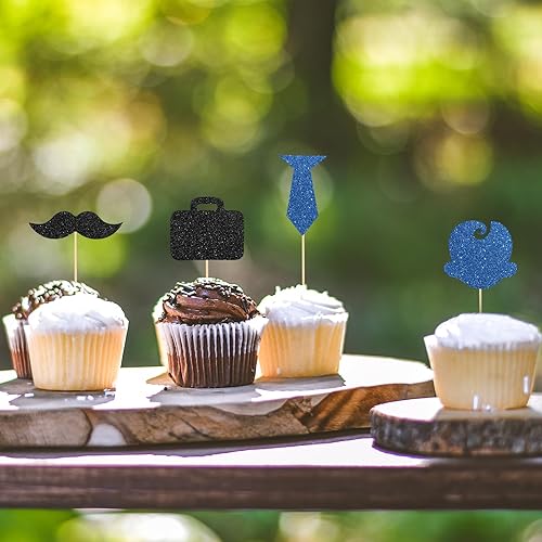 Miniatura 5 de 24 piezas de adornos para cupcakes de niño jefe, cumpleaños, baby shower, fiesta de postre, palillos de dientes de bienvenida, bebé de 6 meses,