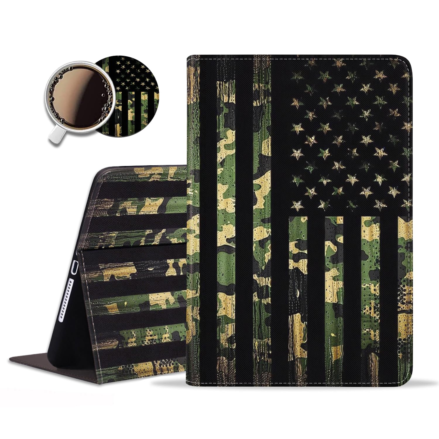Case for iPad 9.7 Inch 2018/2017 (iPad 6th and 5th Generation) /iPad Air 2/iPad Air Case - Shockproof Light Weight Cover with Coasters Set Camouflage