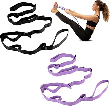 Guirnd 2 PCS Yoga Strap, Non-Elastic Stretching Strap for Women & Men, Stretch Bands for Exercise with 10 Loops for Pilates, Gymnastics, Dance, Exercise