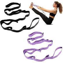 حزام اليوغا Guirnd 2 PCS، حزام التمدد غير المرن للنساء والرجال، أشرطة التمدد للتمرين مع 10 حلقات للبيلاتس، الجمباز، الرقص، التمرين