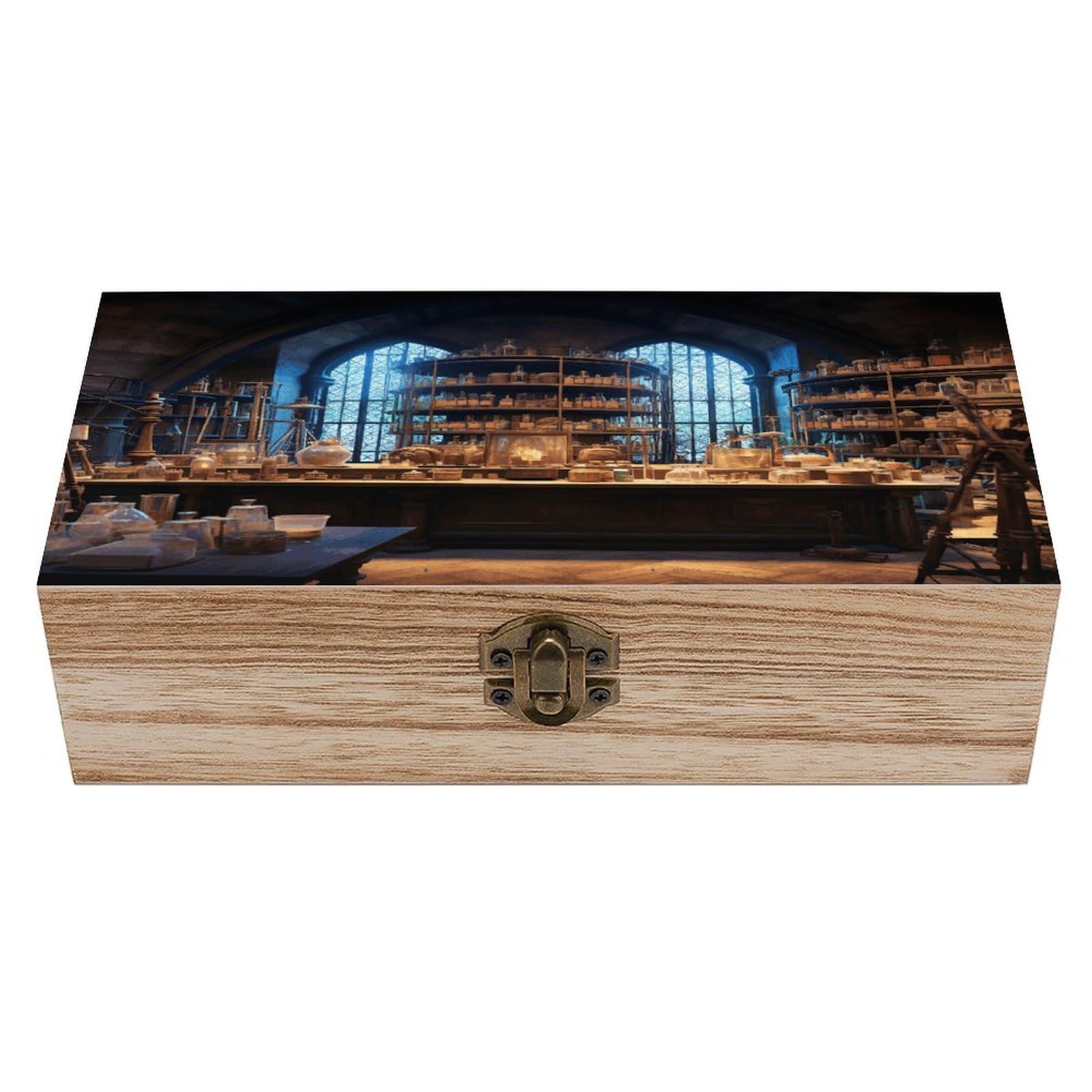 Boîte de rangement en bois avec couvercle pour souvenirs bijoux et photos