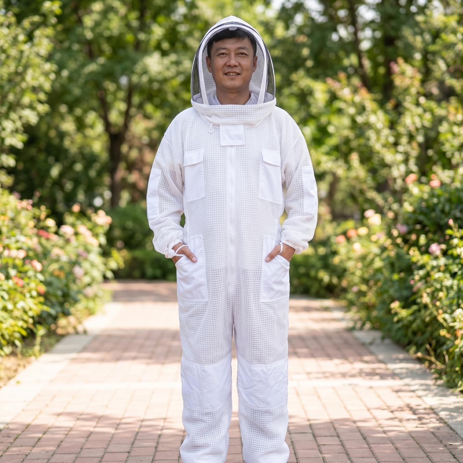 Combinaison Protection Apicole Tissu Tissé Texturé Tenue D'apiculteur Poignets Élastiques pour Apiculteurs, size to 2