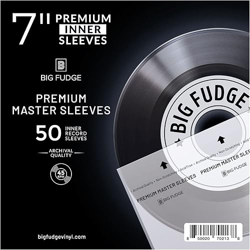 BIG FUDGE Fundas de disco de vinilo Master de alta calidad, 50 x fundas de vinilo interiores para almacenamiento de discos de vinilo de 7 pulgadas.