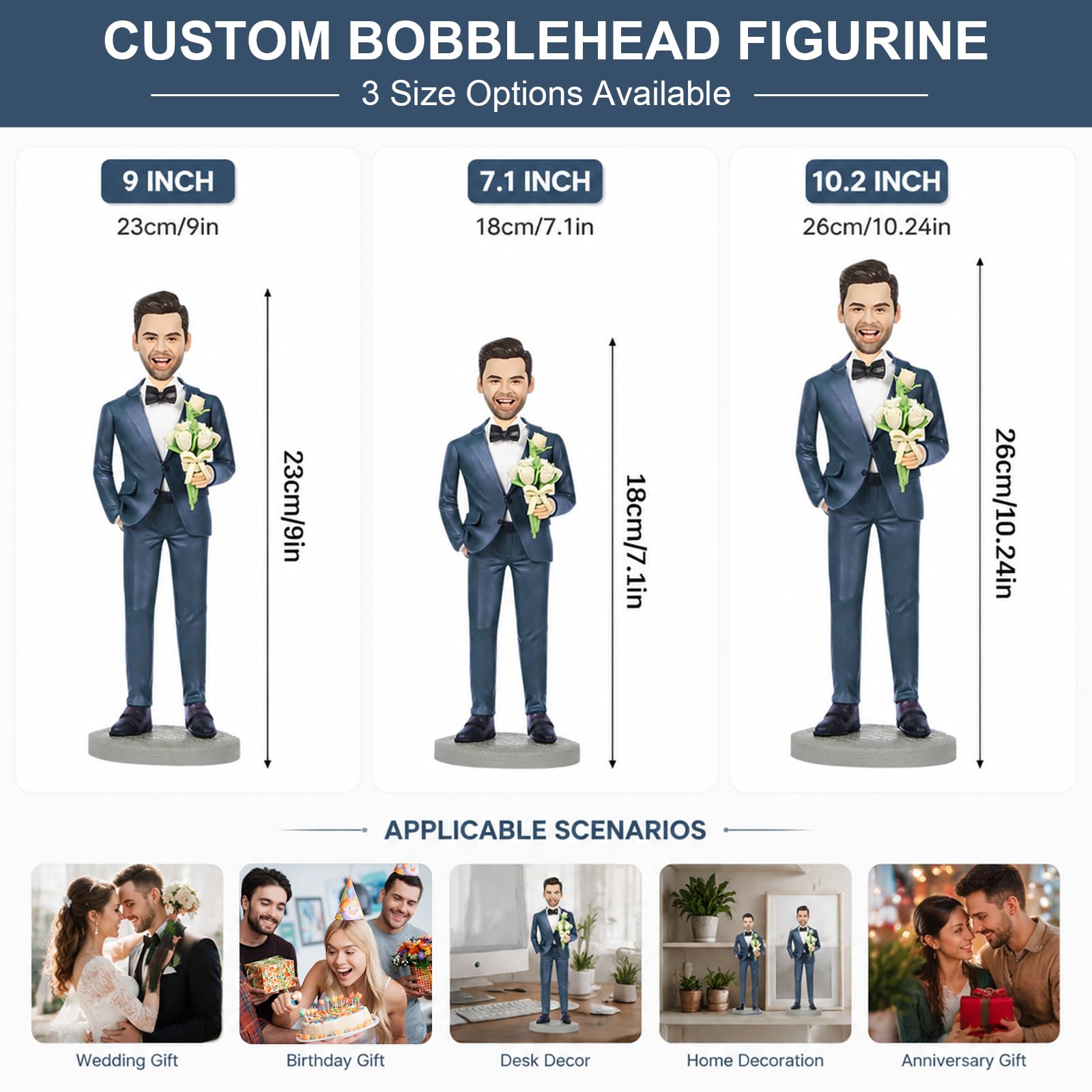 Statuetta Personalizzata da Scrivania - Statuetta 3D in Argilla Polimerica Realizzata a Mano da Una Foto, Un Regalo Memorabile per Compleanni, Matrimoni e Decorazioni per la Casa