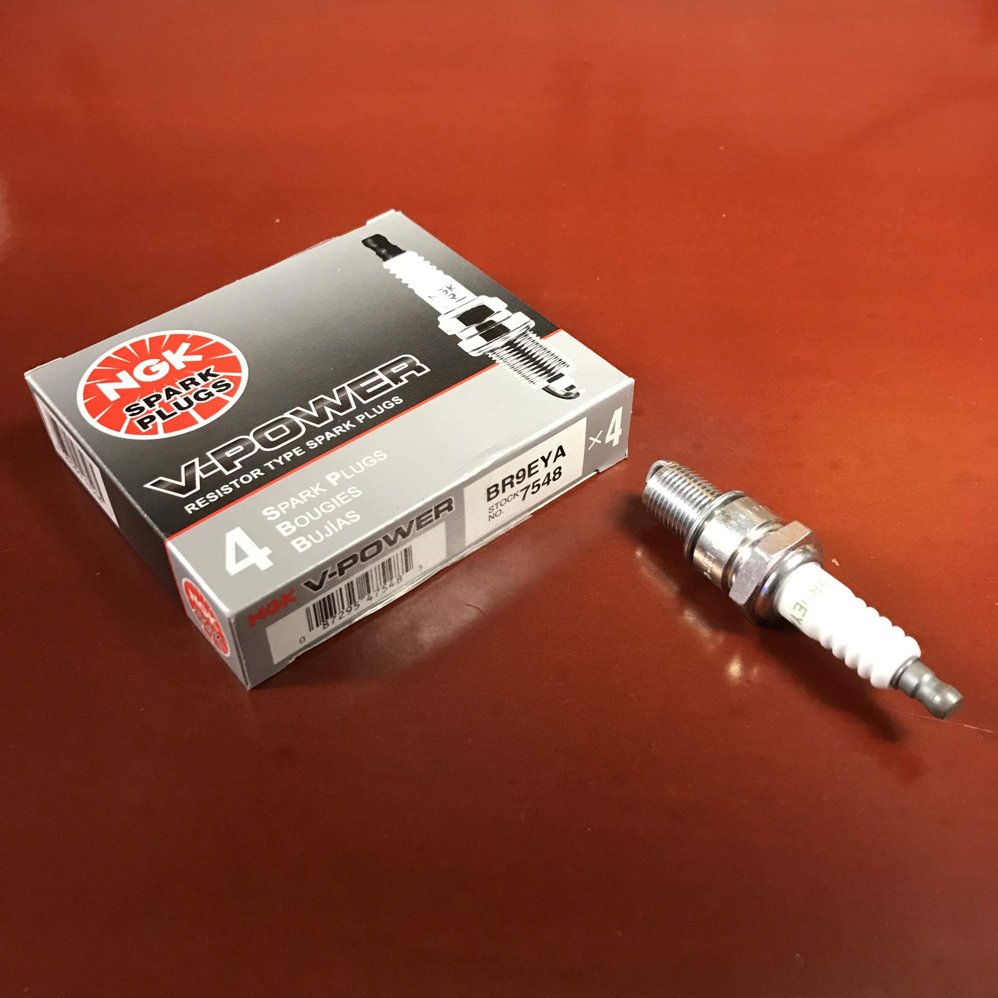 4-Pack NGK V-Power BR9EYA Resistor Spark Plugs - OEM Performance, Part #7548 4 thumbnail image