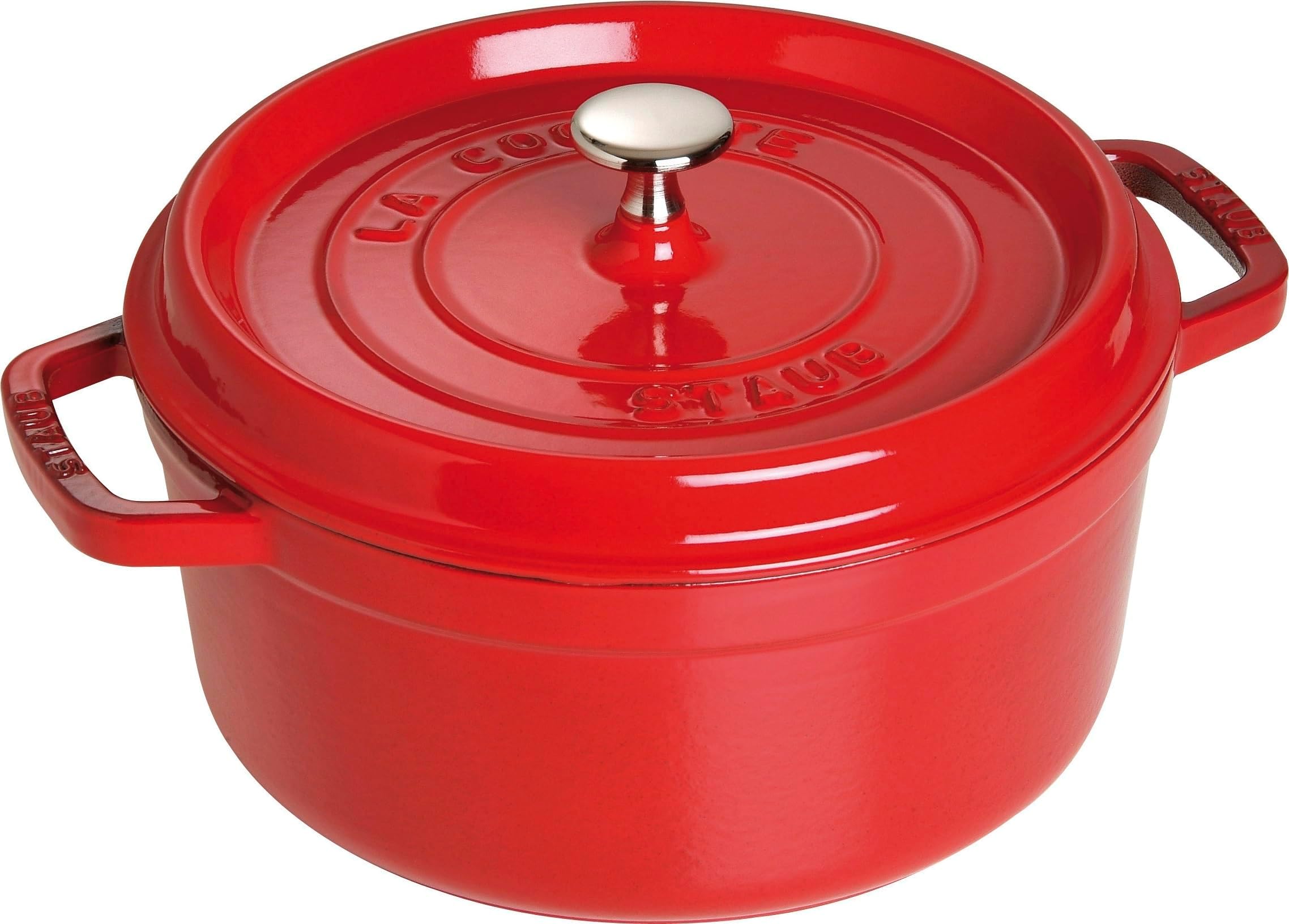 Cast Iron Roaster/Cocotte, Round, Cherry Red, 24 cm, 3.8 L