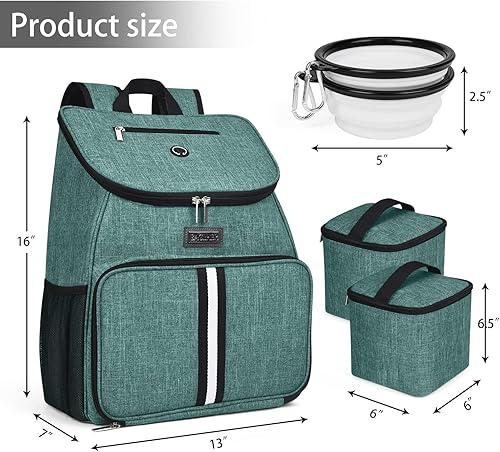 Miniatura 3 de BAGLHER Bolsa de viaje para perros, mochila de suministros para mascotas aprobada por aerolíneas, mochila de viaje para perros con 2 cuencos