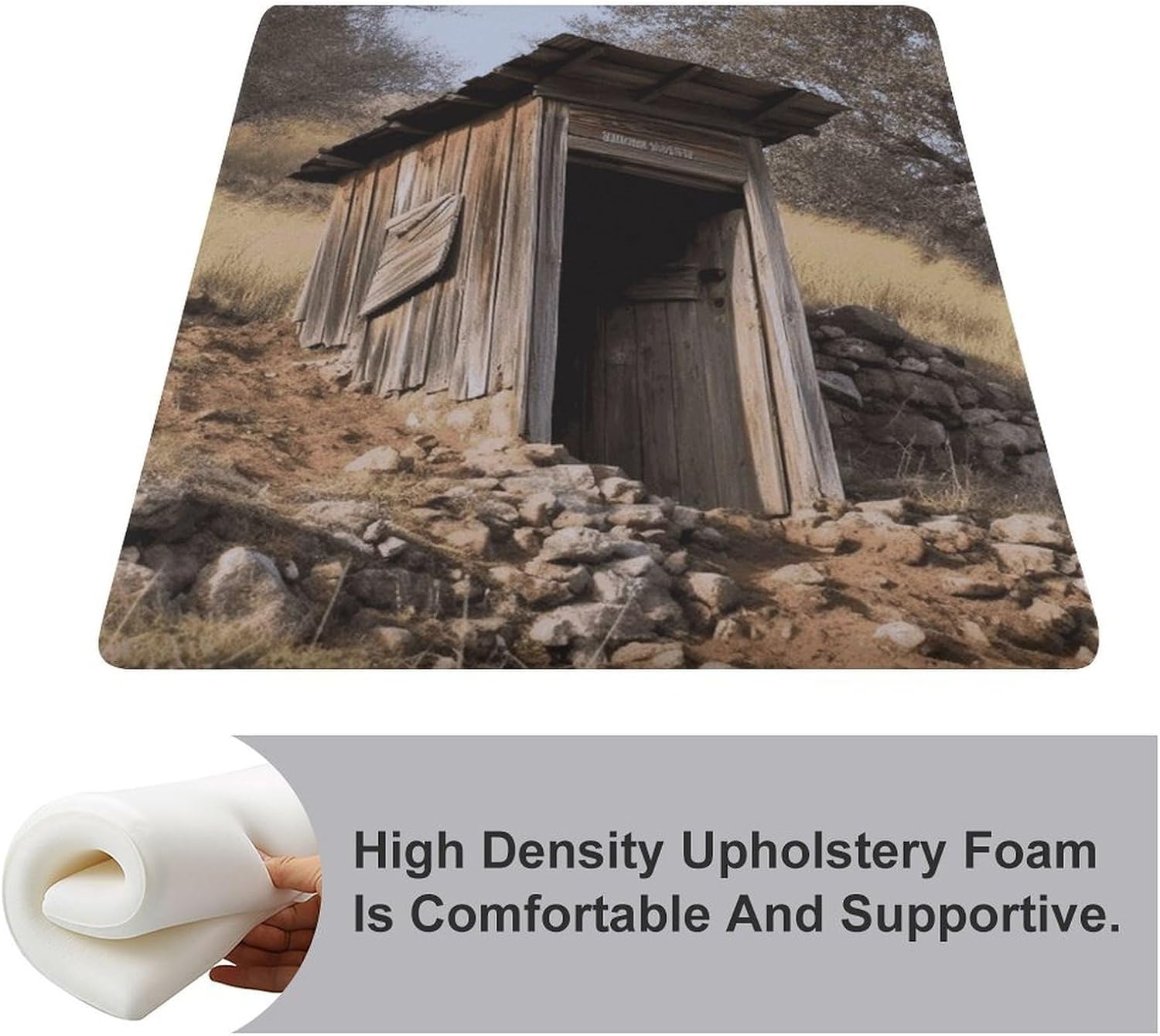 Old Ancient Outhouse Chair Cushion Floor Pillow Stool Cushion | Cushions with Removable Cover with Square Memory for for Chair Living Room Balcony Office Sofa,13.8*15*1.2 Inch
