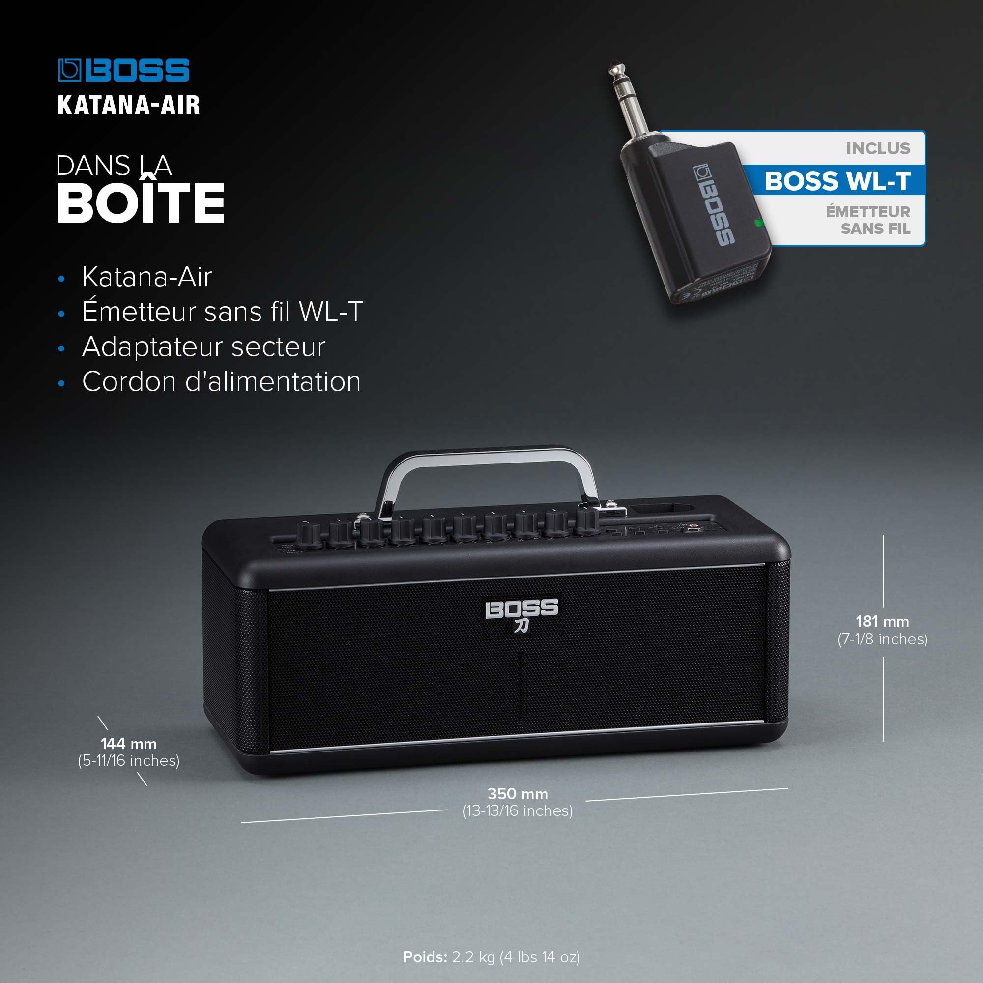 BOSS Katana-Air| Ampli sans Fil Compact pour Guitare et Basse électriques ou électro-acoustiques | 5 caractères d'ampli | Les fameux amplis et Effets Katana