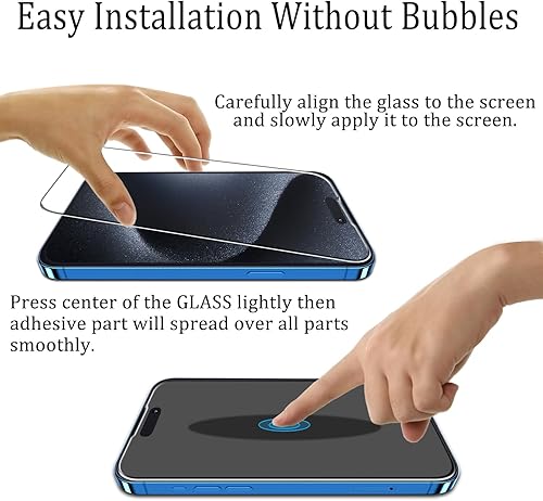 Miniatura 3 de KATIN Paquete de 2 protectores de pantalla para iPhone 15iPhone 15 Pro de vidrio templado de 6.1 pulgadas, dureza 9H, antiarañazos, sin burbujas,