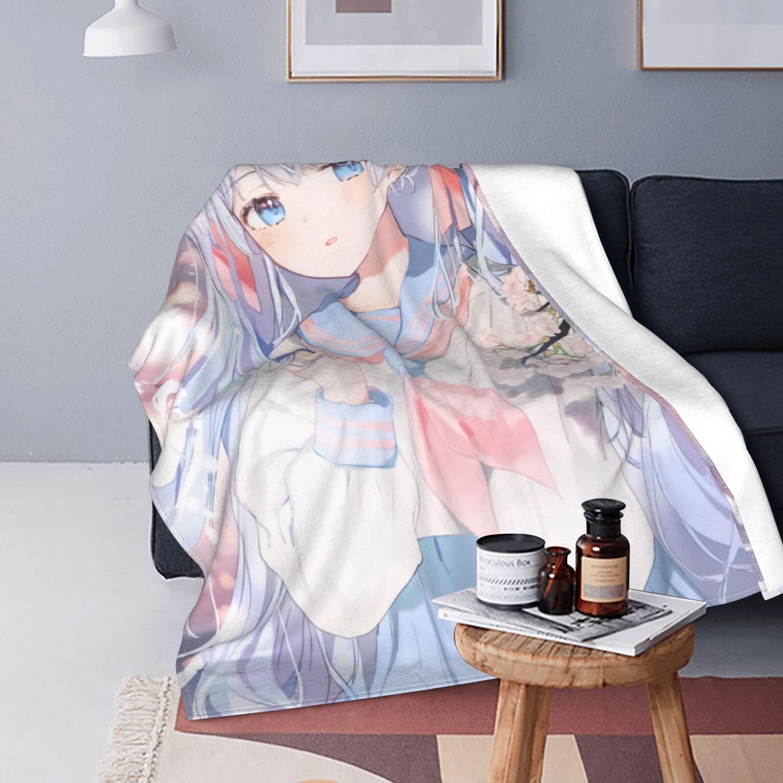 Amazon｜ブランケット 毛布 ひざ掛け 漫画のかわいい女の子 おしゃれ