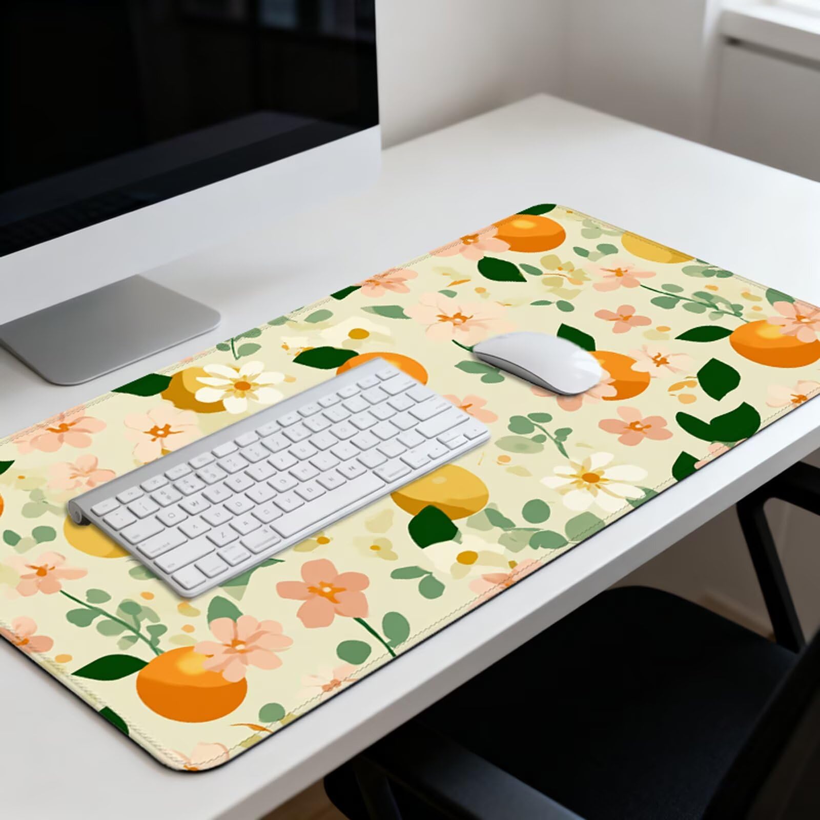 Pomarańczowa podkładka pod mysz XXL 1000 x 500 mm pod biurko z wodoodporną powierzchnią i antypoślizgową podstawą, podkładka pod mysz do biura, komputera, poprawia dokładność i szybkość 3Y-417