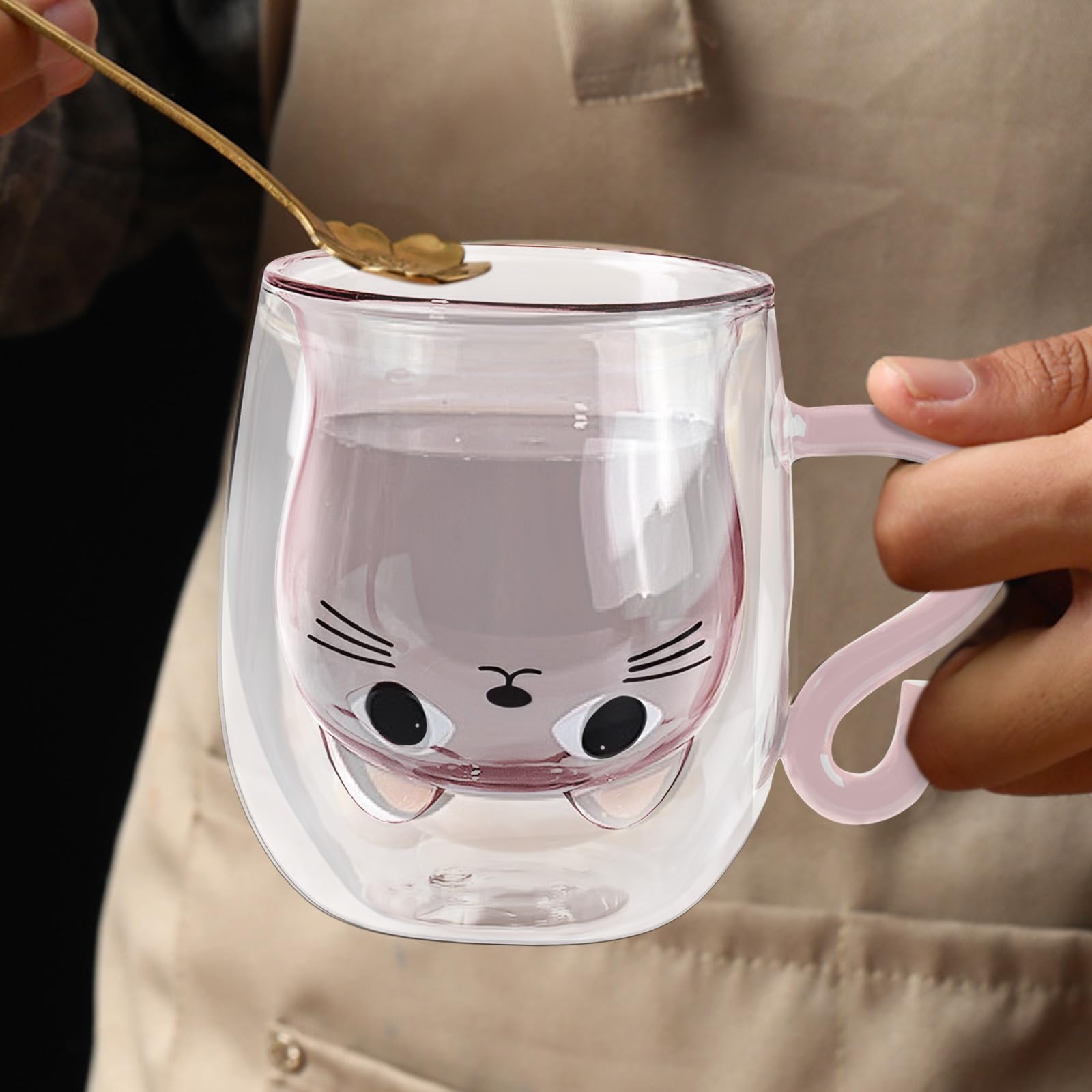 Śliczne kubki z uchwytem, 270 ml szklanka z podwójną ścianką, kubek do kawy na mleko, prezenty dla kobiet, żony, przyjaciółki, na walentynki, Wielkanoc