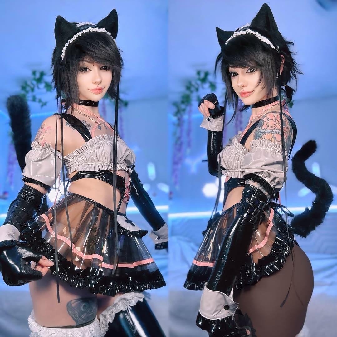 KORURACLUB Bar Maiden Maid costume Black premium pu cosplay lingerie Bar Maiden Maid lingerie