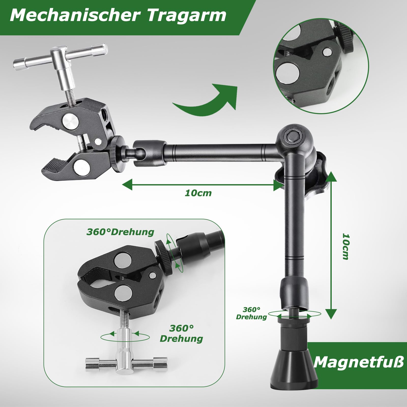 Dritte hand Löten, Magnetische Löthilfe Helfende Hand mit 10X Lupe Licht, Lötstation mit 4 PCB-Säulen 4 flexibel Arme und 1 Mechanischer Tragarm, Löthilfe für Schweißer, Schmuckhersteller, Handwerk