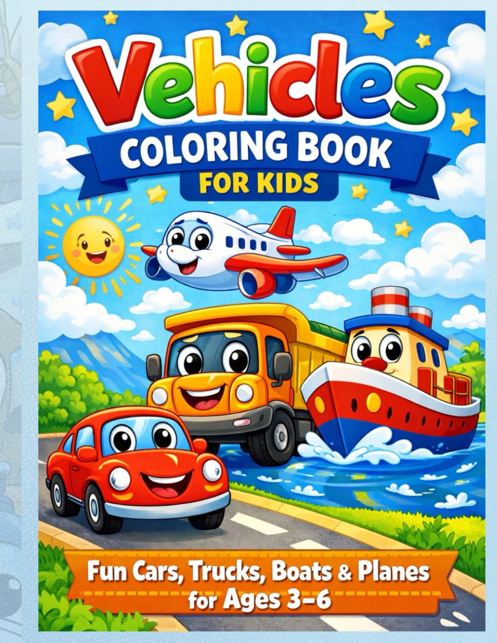 Vehicles coloring book for kids: Vehicles coloring book (fun cars, trucks, planes and boats 3+year)