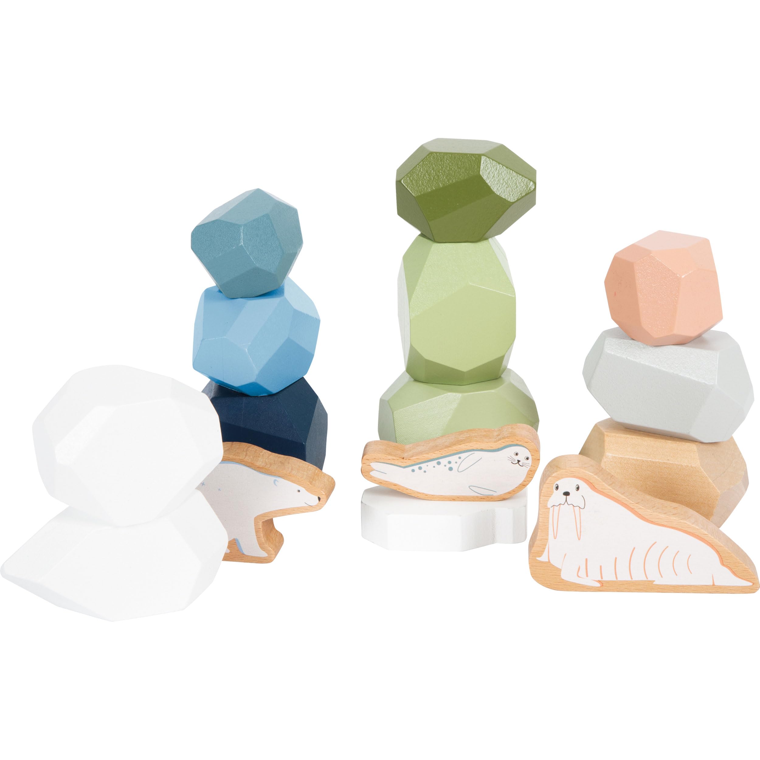 Small Foot Wooden Balance Stones Arctic, FSC® 100%-certified wood, stacking game for kids aged 12+ months, 12440 - Image 4