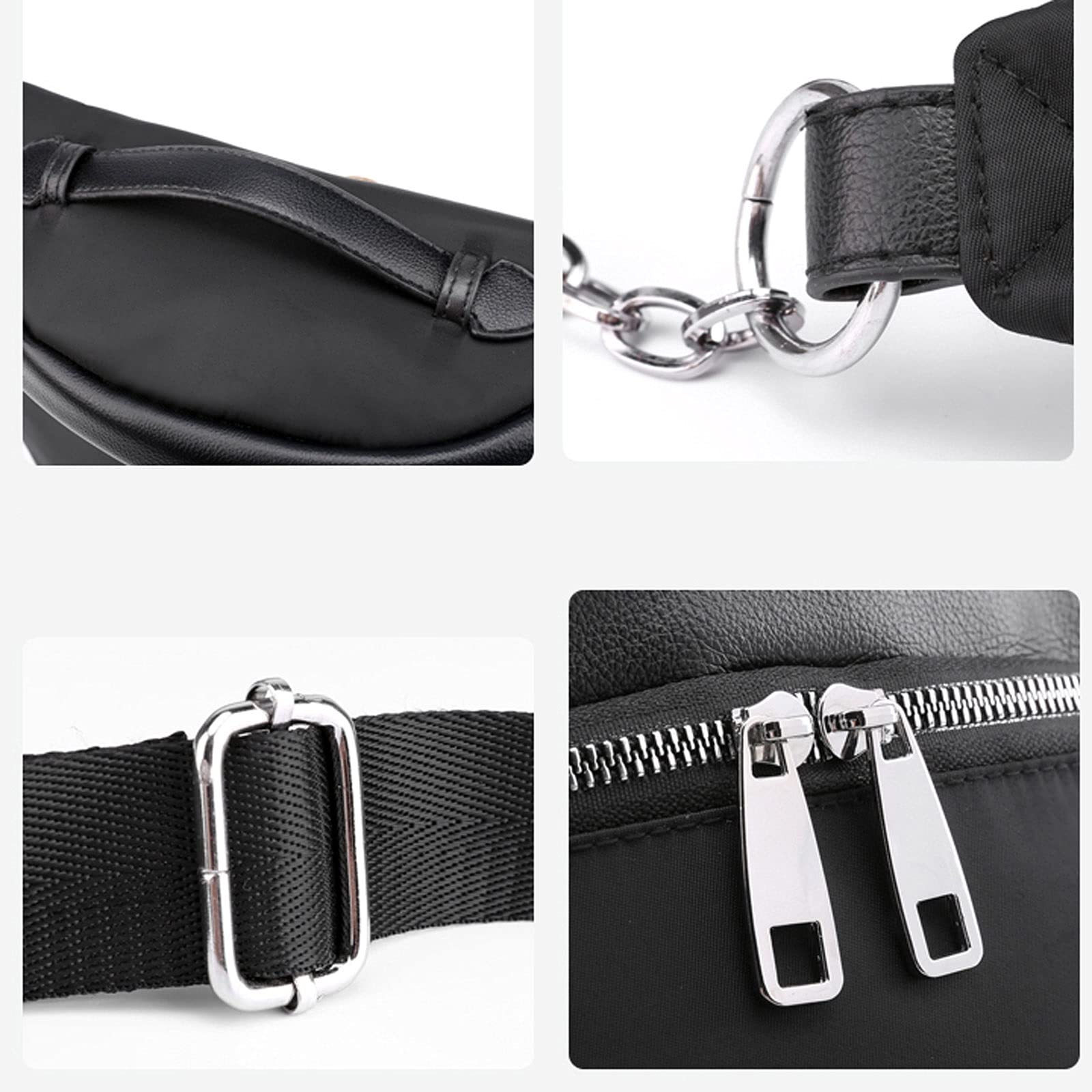 Bum Bag damska saszetka biodrowa wodoodporna nylonowa crossbody torba kurierska damska czarna lampart torebki na zewnątrz podróż codzienna torba na telefon, Czarny, Jeden rozmiar