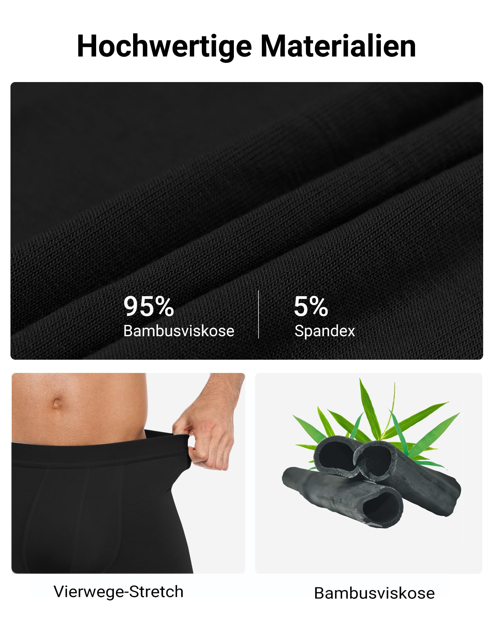 MEETYOO 3/5er Pack Lange Boxershorts Herren & Bambus Unterhosen Männer, Hautfreundlich, Atmungsaktiv-Verstärkte Nähte und das Anti-Roll-Saumdesign