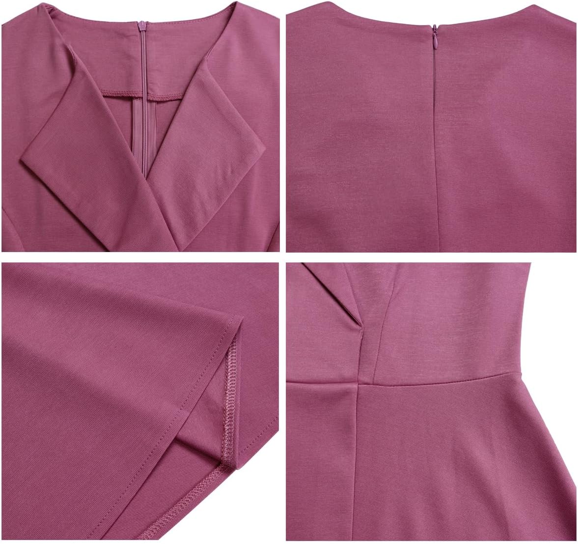 Elainone Women 3/4 Sleeve Casual Swing Flared A Line Dress Wedding Guest Semi Formal Office Work Dresses with Belt - Image 6