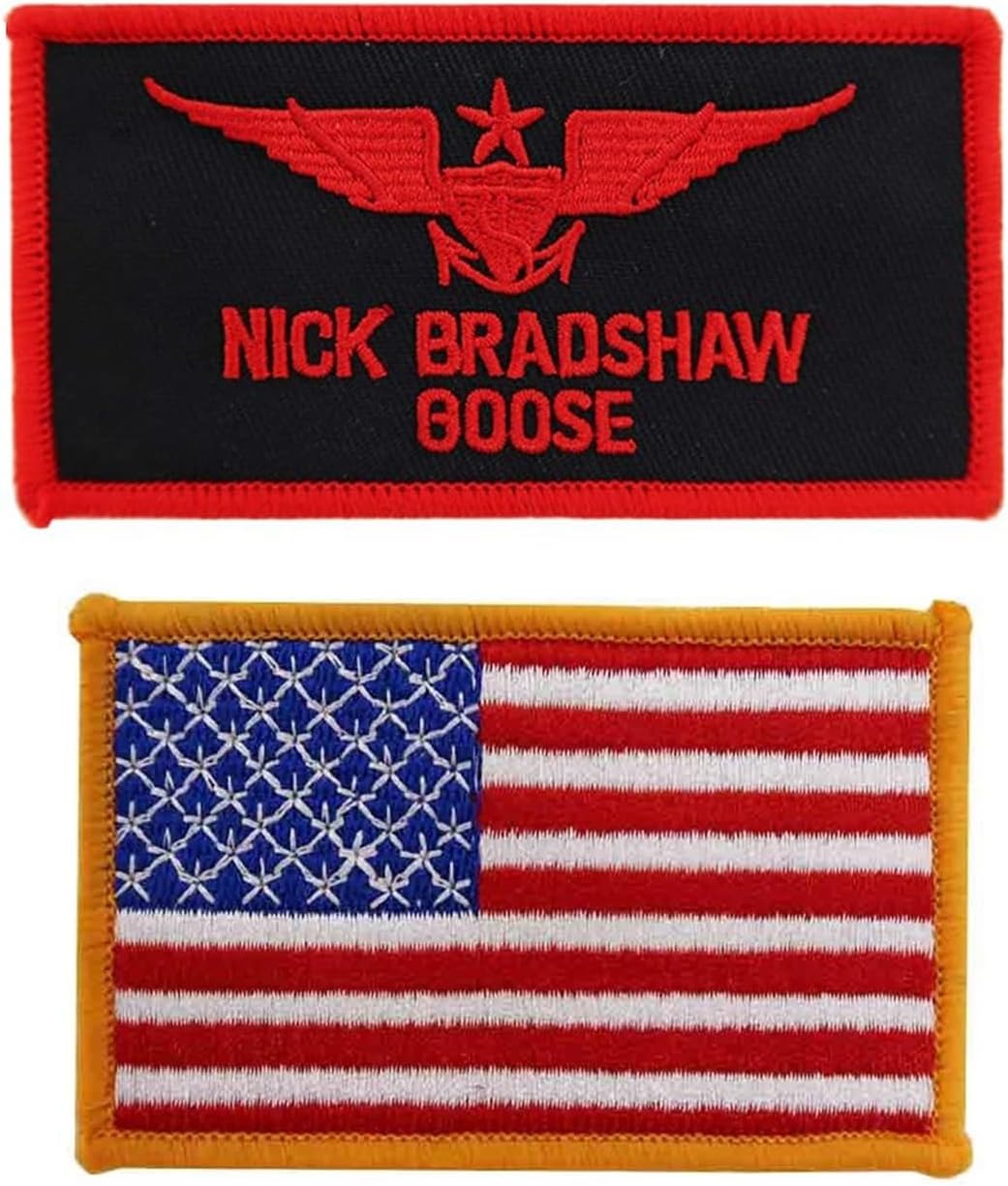 3 Pack US Flag Top Gun Embroidered Iron On Patches