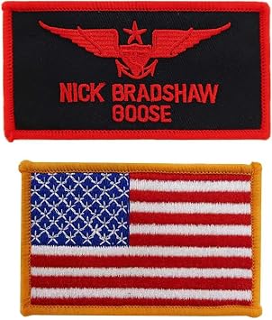 3 Pack US Flag Top Gun Embroidered Iron On Patches