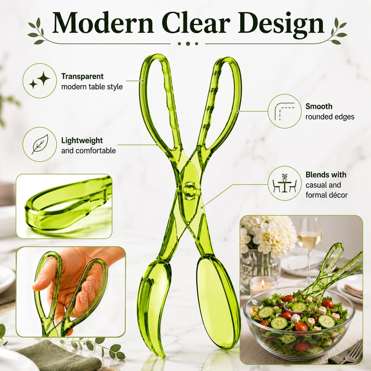 HIC Salad Tong - Toss & Serve Salads Easily -5