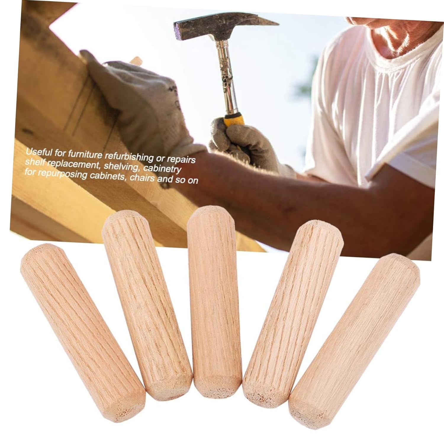 BESPORTBLE 500pcs Wooden Dowel for Furniture Assembly Craft Projects and Repair Includes and Wooden Connectors