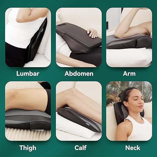 Vista 8 de Snailax Masajeador de espalda para dolor de espalda, tejido profundo, masajeador de espalda Shiatsu con calor, almohada de masaje de silla