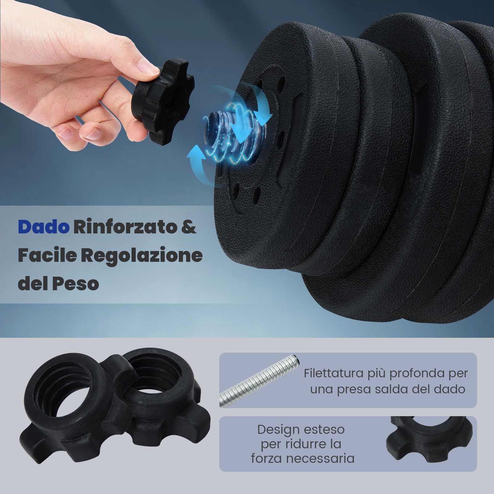 GYMAX Manubri Palestra Regolabili, Set Pesi Palestra 30 KG, Manubri, Bilancieri Regolabili Palestra Casa con Barra Bilanciere e 16 Dischi, per Fitness Casa e in Palestra