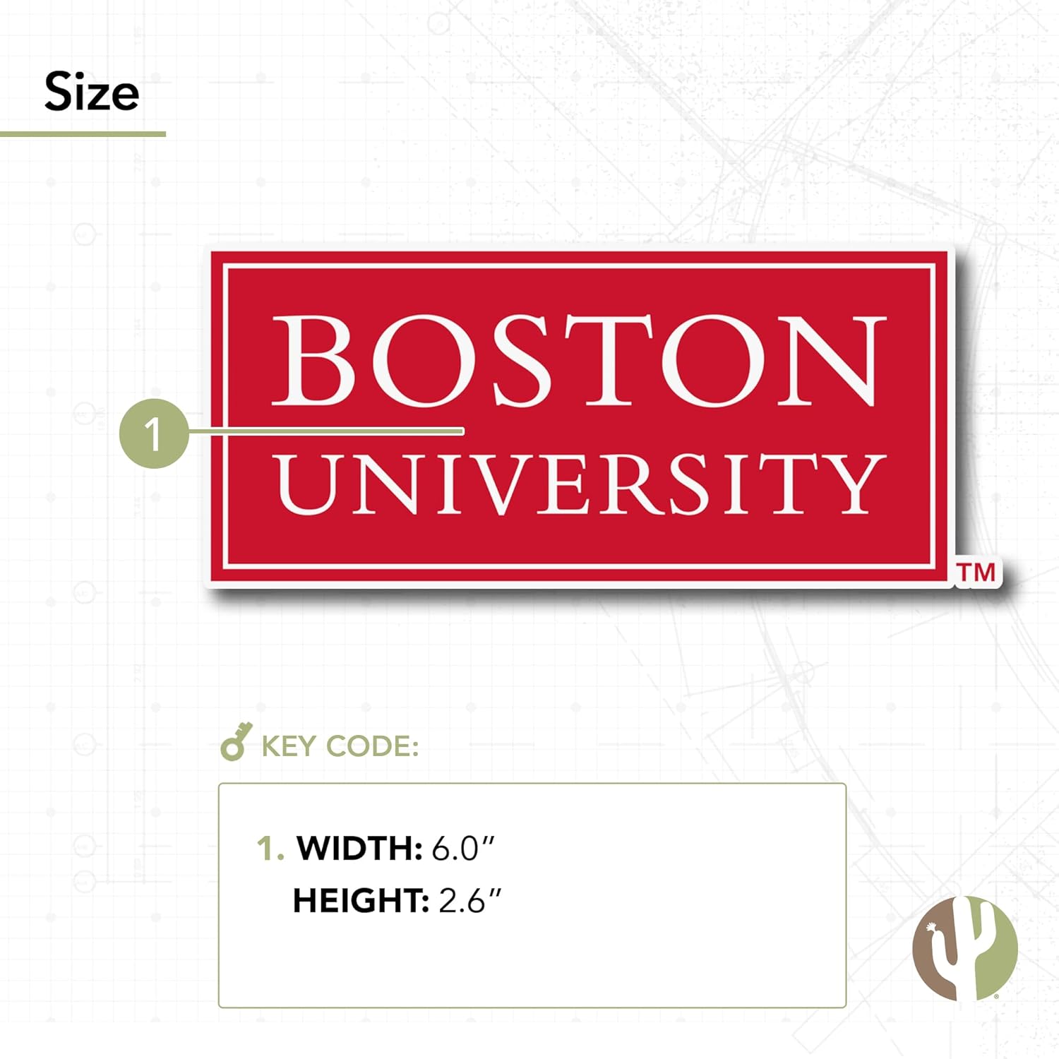 Desert Cactus Boston University Terriers BU Vinyl Decal Laptop Water Bottle Car Scrapbook Sticker (IND 20) - Image 3