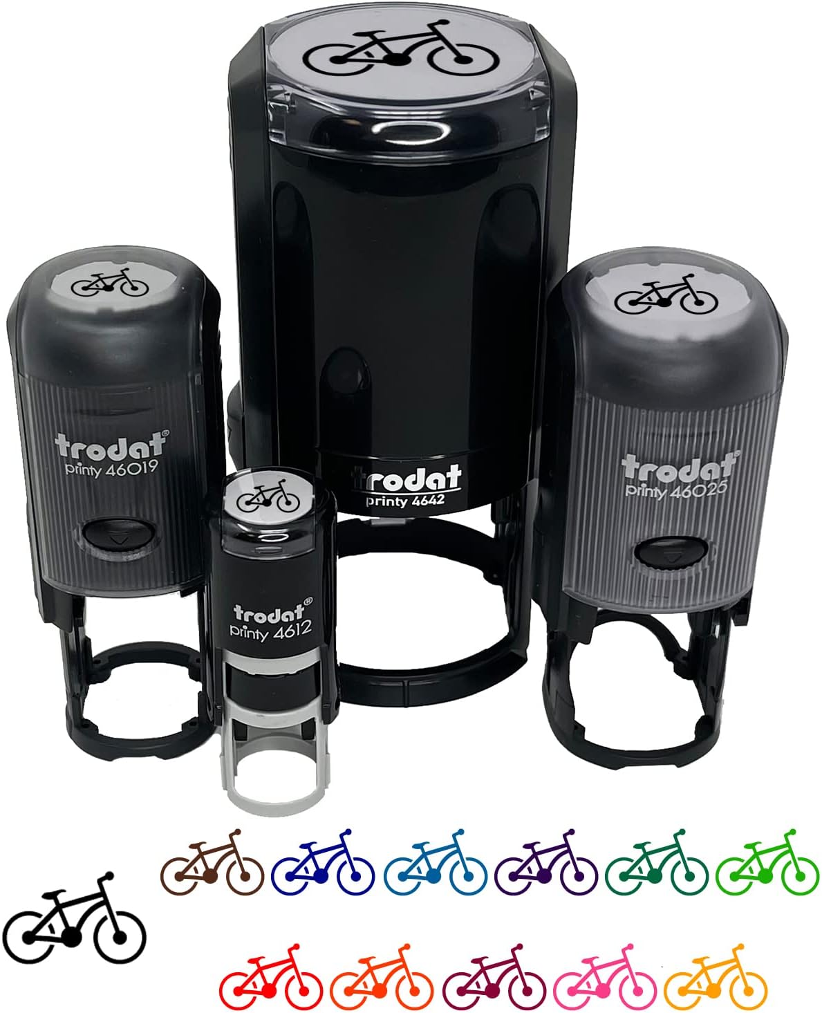 Mountain Bike Bicycle Cyclist Cycling Self-Inking Rubber Stamp Ink Stamper for Stamping Crafting Planners - 1-1/2 Inch Large - Blue Ink
