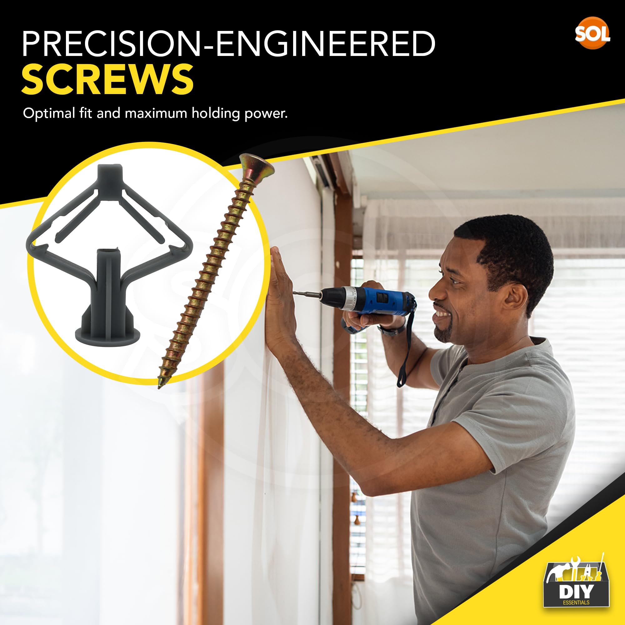 SOL 21pk Screws and Wall Plugs Set 36mm x 30mm Rawl Plugs 50mm x 6mm Fasteners for Masonry Concrete Brick Fixing Durable Anchors DIY Installation Home Repair Mounting Support - Image 4
