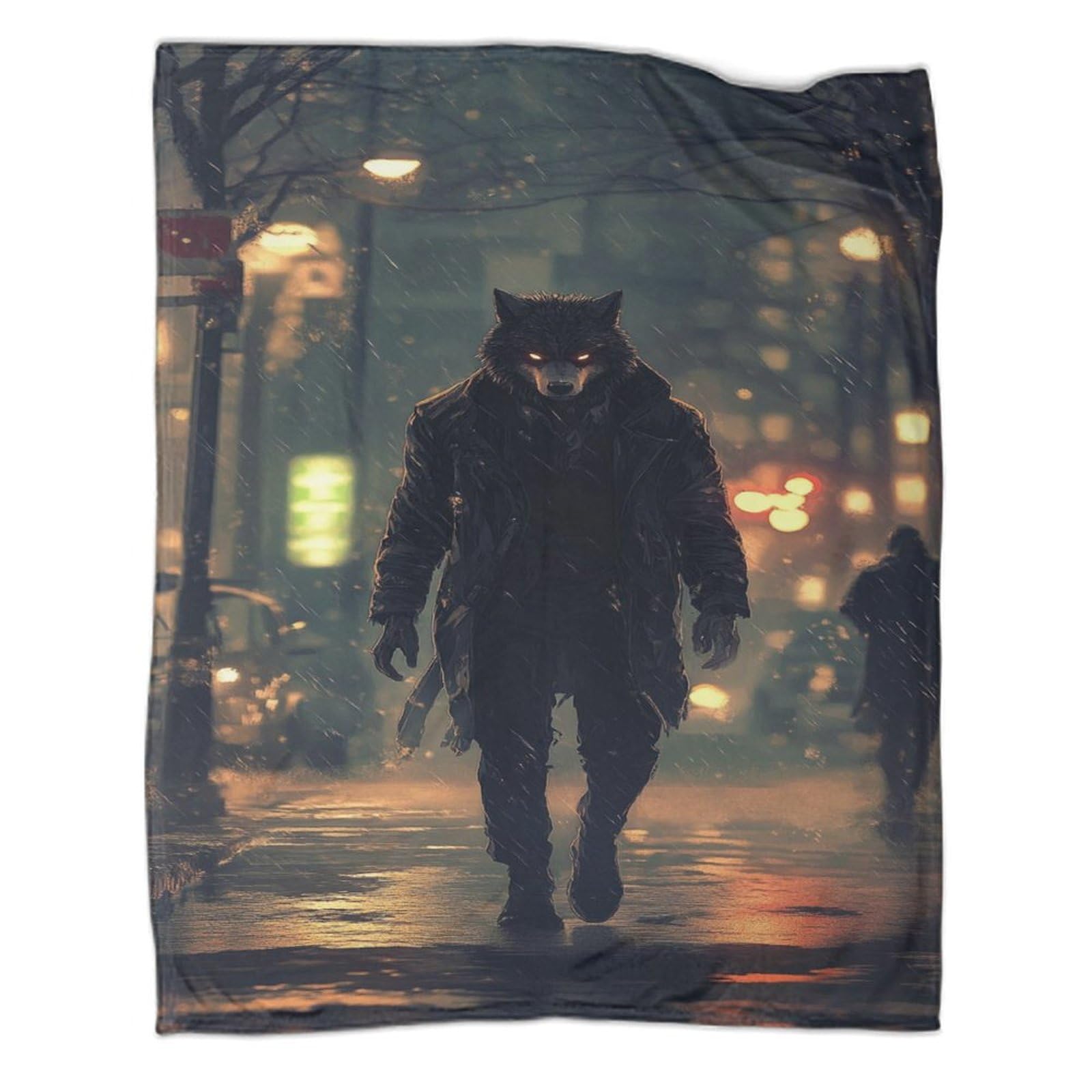 Couverture loup-garou 3D en flanelle chaude et douce pour canapé et voyage 200x230cm