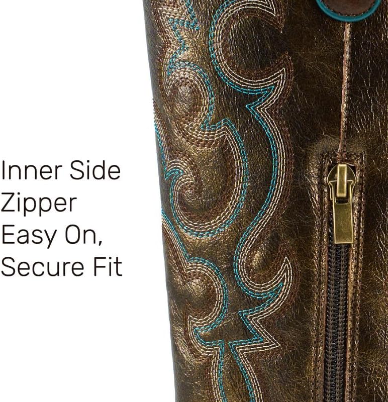 Lante Cowboy Boots for Women - Mid Calf Cowgirl Boots,Chunky Heel Snip Toe Stitched Embroidery Western Boots for Concert Dancing Country Wedding Daily Dating