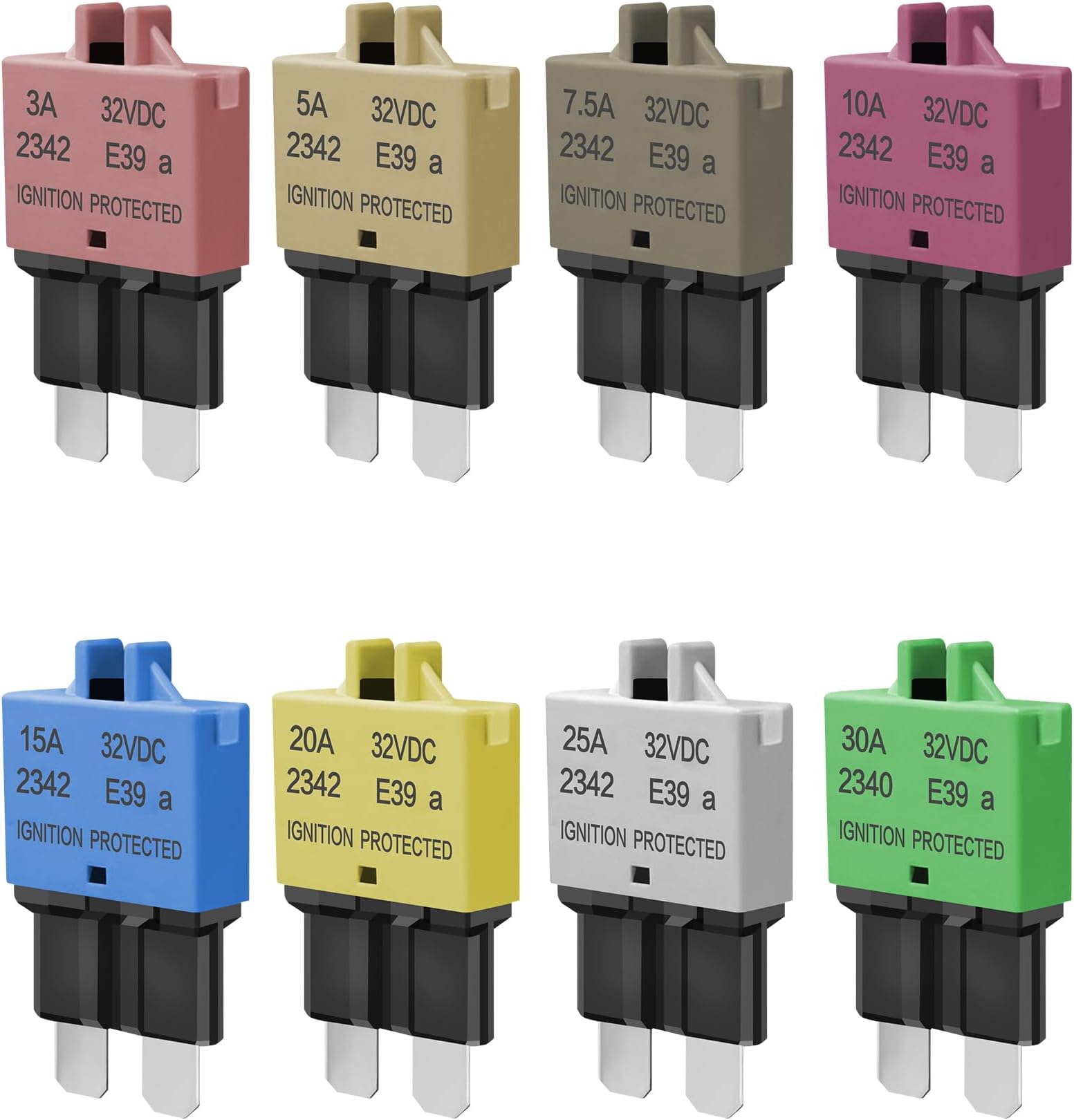 Automotive Low Profile ATC ATO Fuse Car Resettable 3A 5A 7.5A 10A 15A 20A 25A 30A Standard Fuses Manual Reset Fuses Blade Circuit Breaker for Boat Truck SUV Motorcycle 32VDC Fuse Assortment Kit