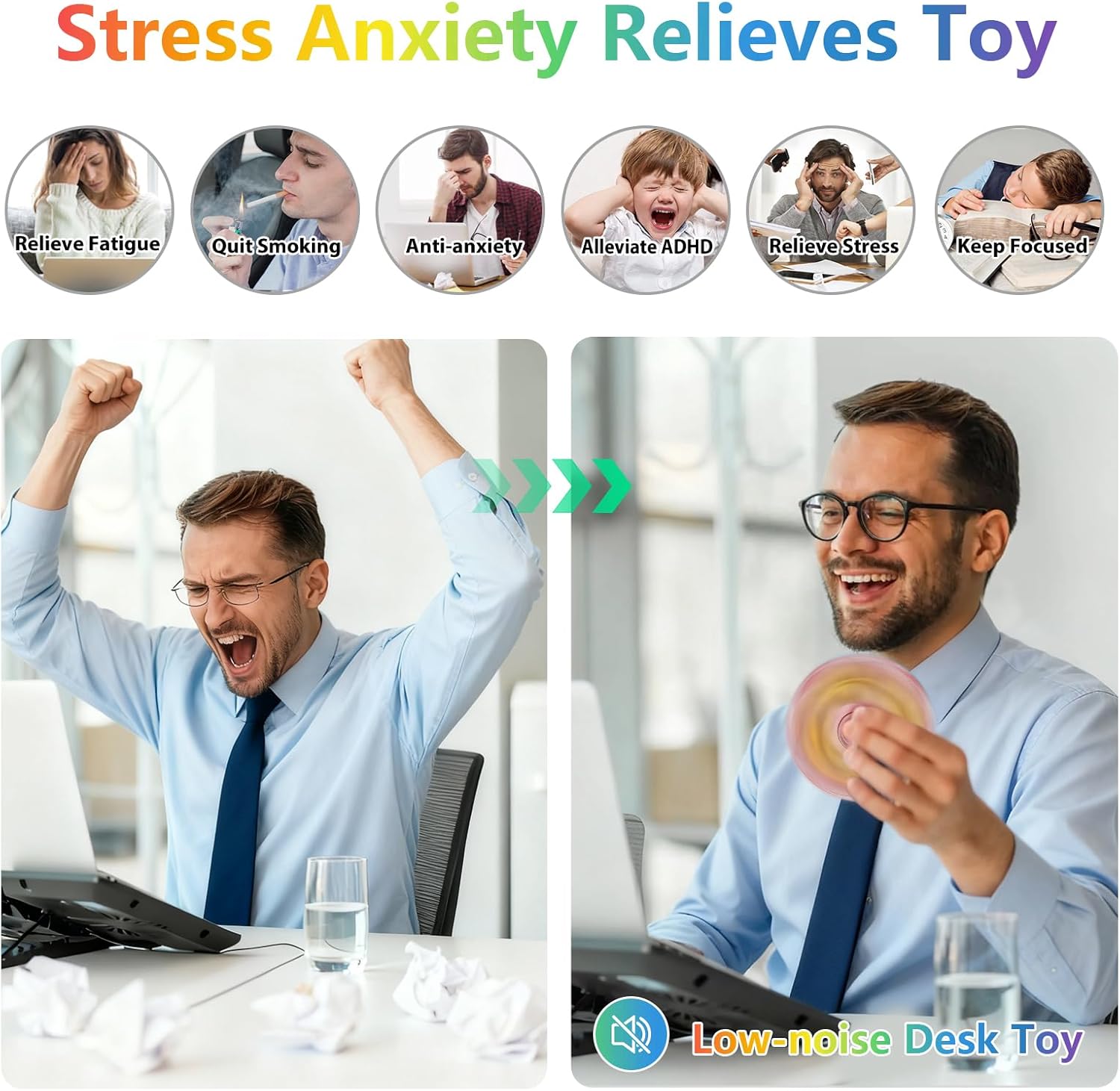 Fidget Spinner Toy, Metal Silent Durable, 3-8 Min Spins Time, EDC ADHD Stress Anxiety Relieves Office Cool Desk Toy