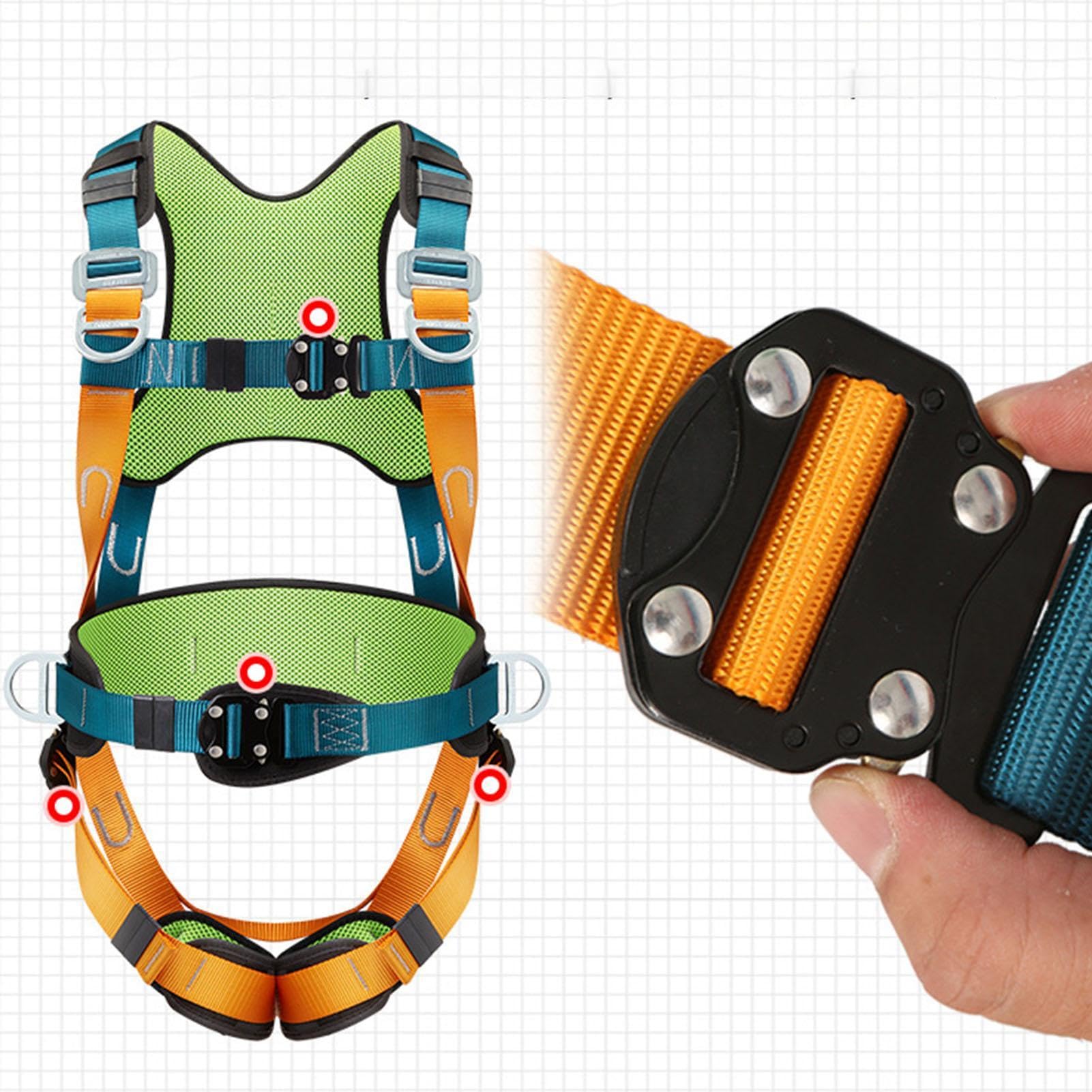 Imbracatura Da Costruzione Per Uomo Cordino Ammortizzante Ergonomico | Imbracatura da Arrampicata 5 Punti Uomo per Tetti Edilizia Sicurezza Industriale Alpinismo Soccorso Arrampicata su Roccia