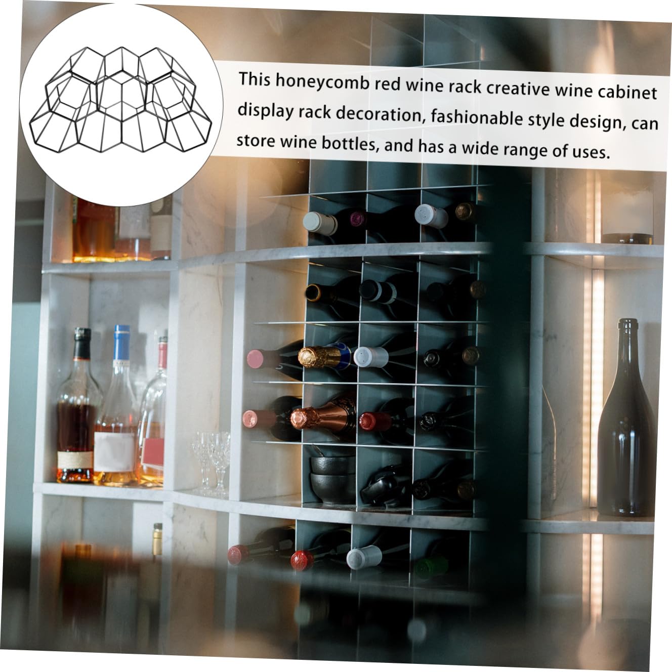 Soporte Resistente Botellas de para 7 Vino Agujeros Hierro Diseño Panal Vintage Golpes, Adecuado para Bar y Mesa